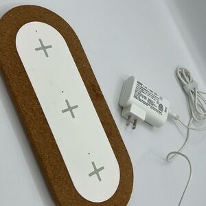 Ikea Nordmärke  3-in -1 White/ Wood Trim Wireless Charging Pad, Fast, Stylish